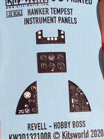 Hawker Tempest 3D Full colour Instrument Panel (for Revell and Hobby Boss kits) - Image 1